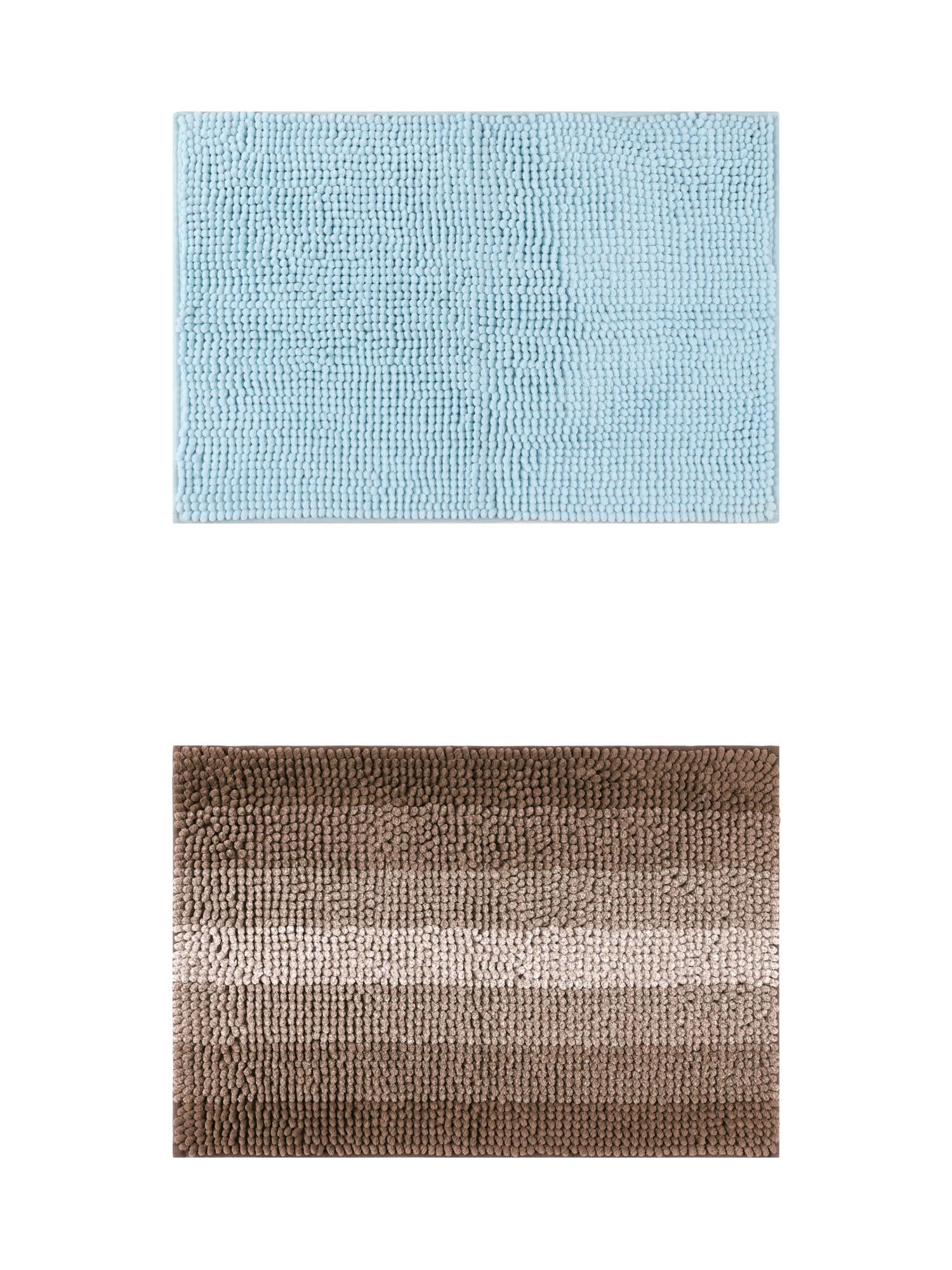 Unique Bargains 2 Pcs Plush Fluffy Extra Thick Mat Blue/Coffee 20" x 32"