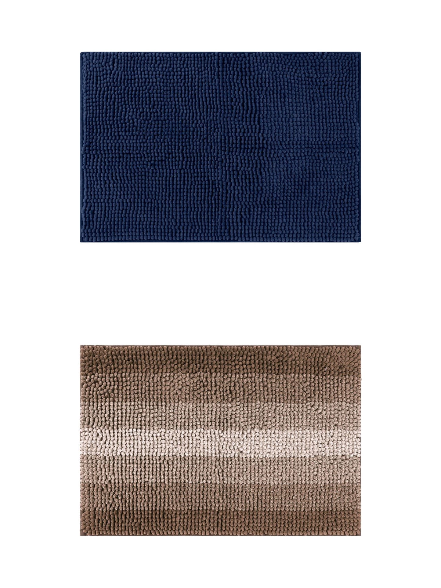 Unique Bargains 2 Pcs Plush Fluffy Extra Thick Mat Coffee/Dark Blue 16" x 24"