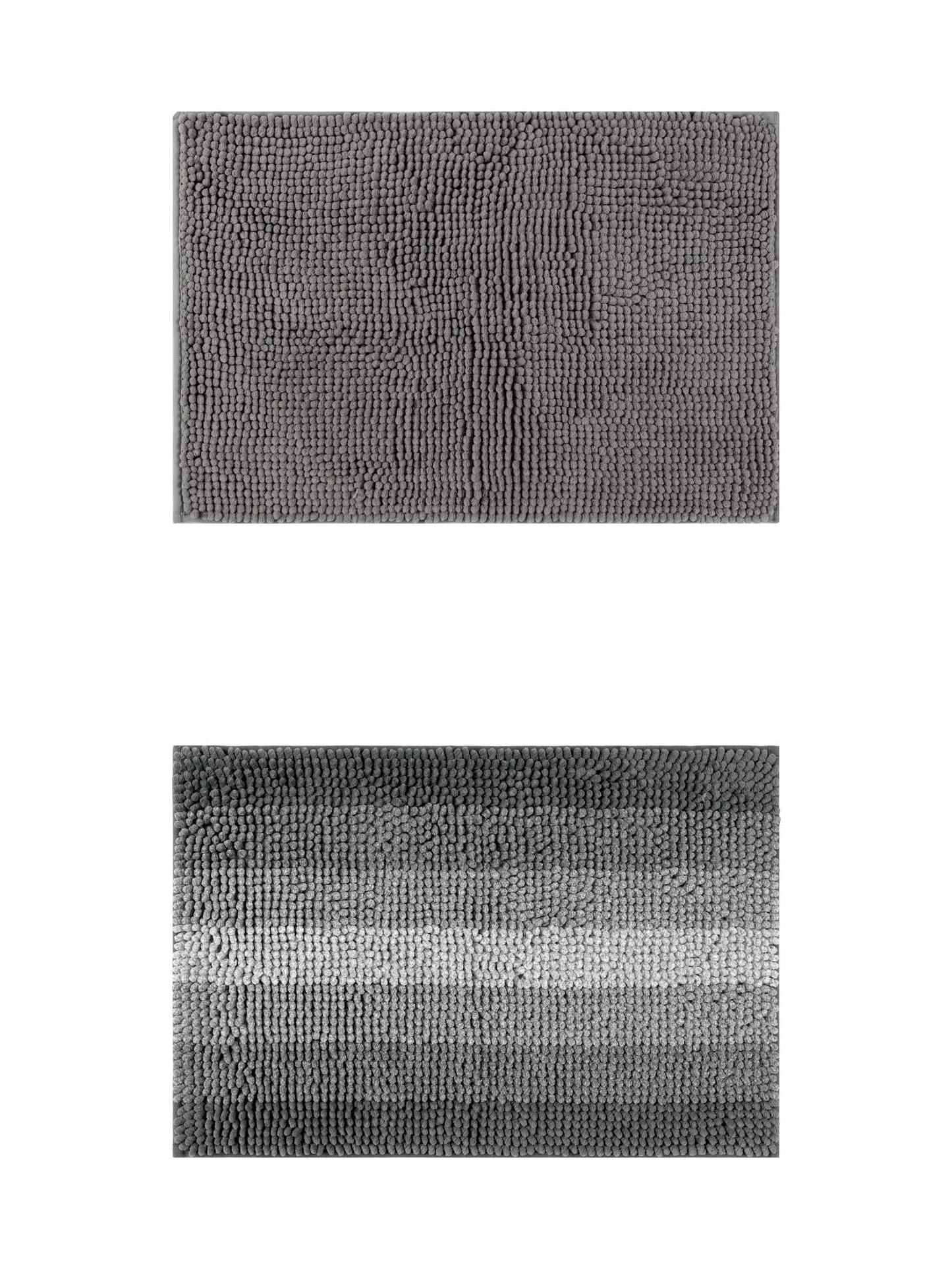 Unique Bargains 2 Pcs Plush Fluffy Extra Thick Mat Grey/Black 20" x 32"