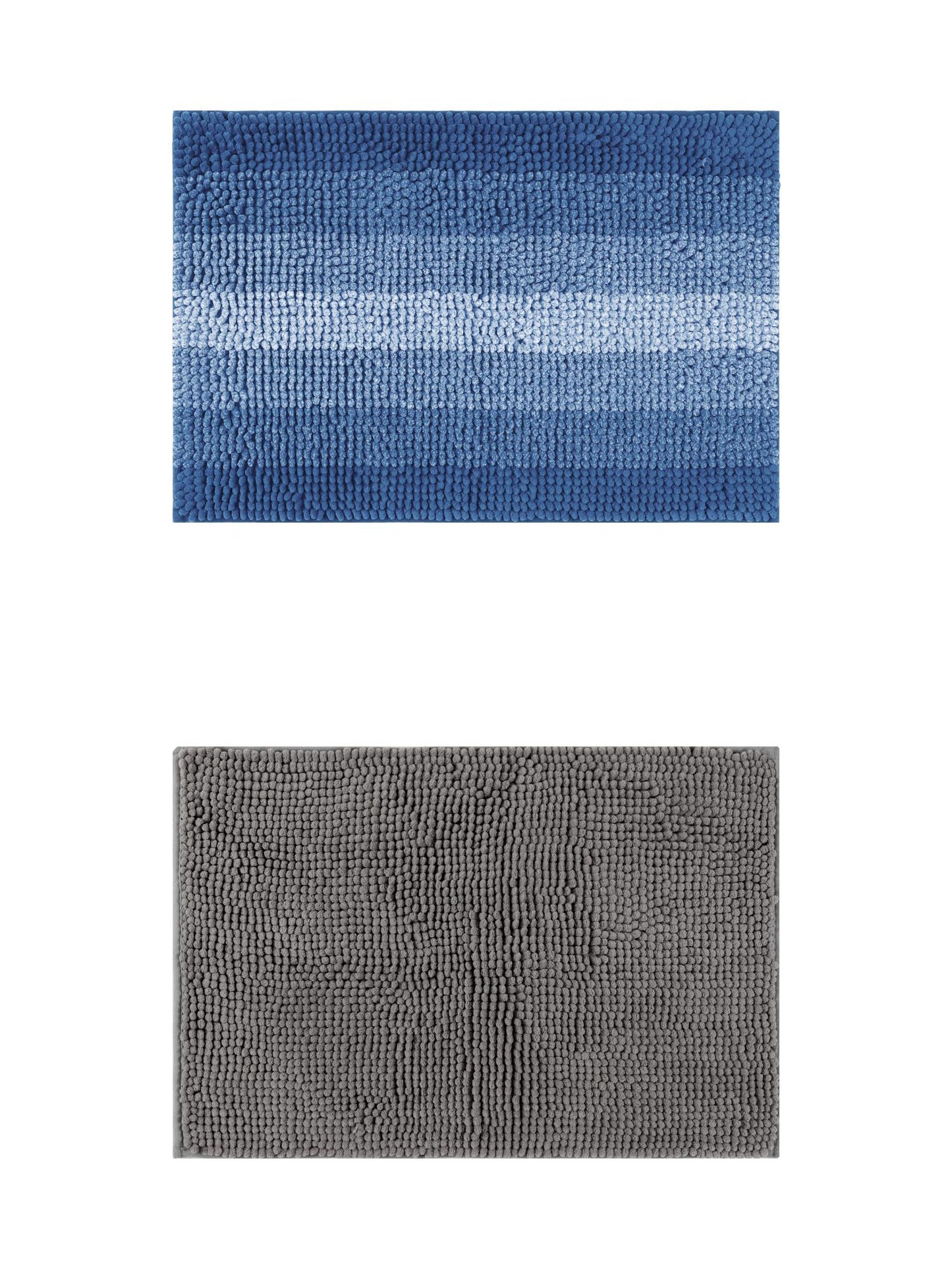 Unique Bargains 2 Pcs Plush Fluffy Extra Thick Mat Grey/Navy Blue 20" x 32"
