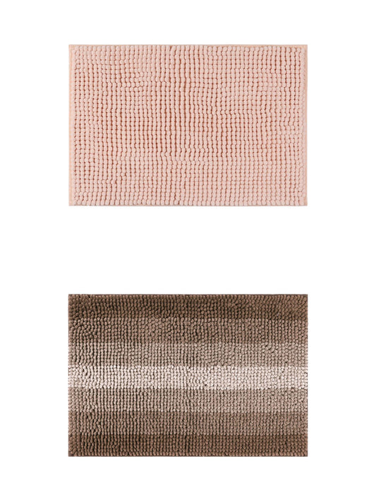 Unique Bargains 2 Pcs Plush Fluffy Extra Thick Mat Pink/Coffee 20" x 32"