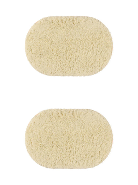 Unique Bargains 2 Pcs Shag Bath Rugs Absorbent Soft Thick Bathroom Mats Beige 20" x 32"