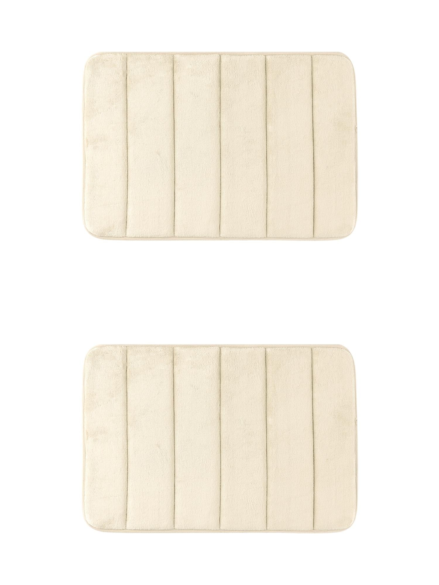 Unique Bargains 2 Pcs Soft Thick Absorbent Quick Dry Bathroom Bath Rugs Non Slip Khaki 20" x 32"