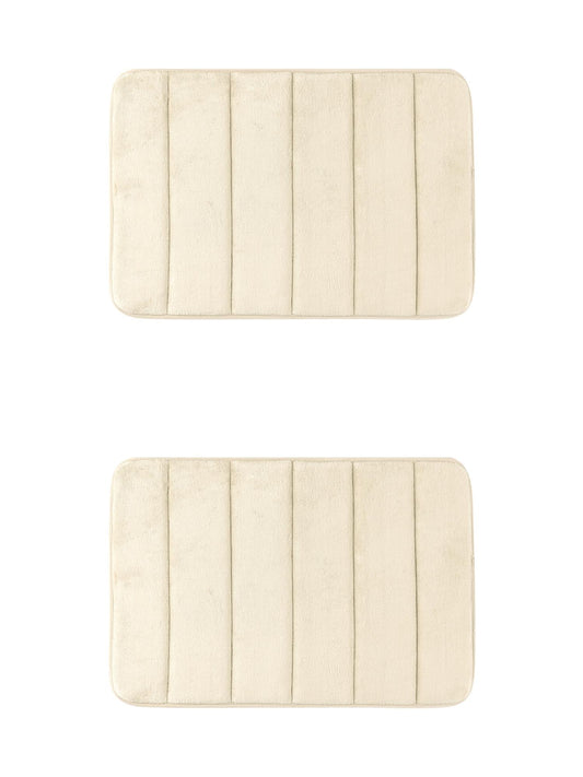 Unique Bargains 2 Pcs Soft Thick Absorbent Quick Dry Bathroom Bath Rugs Non Slip Khaki 20" x 32"