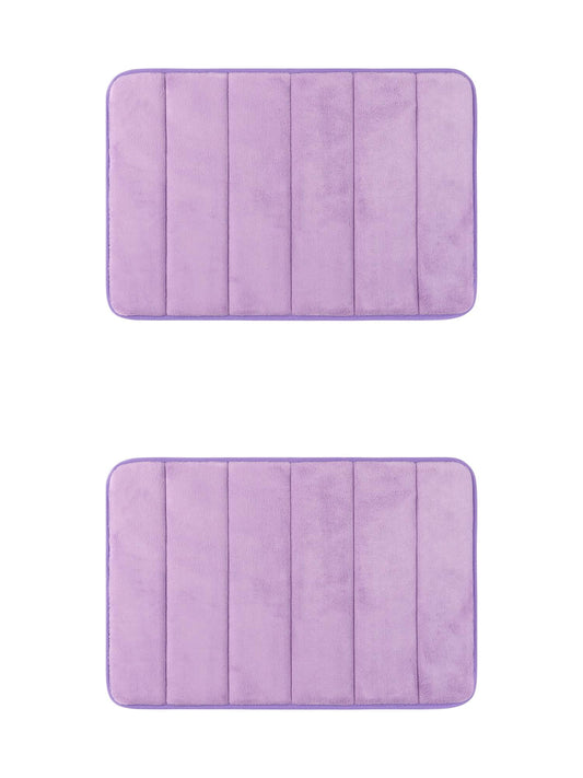 Unique Bargains 2 Pcs Soft Thick Absorbent Quick Dry Bathroom Bath Rugs Non Slip Purple 20" x 32"