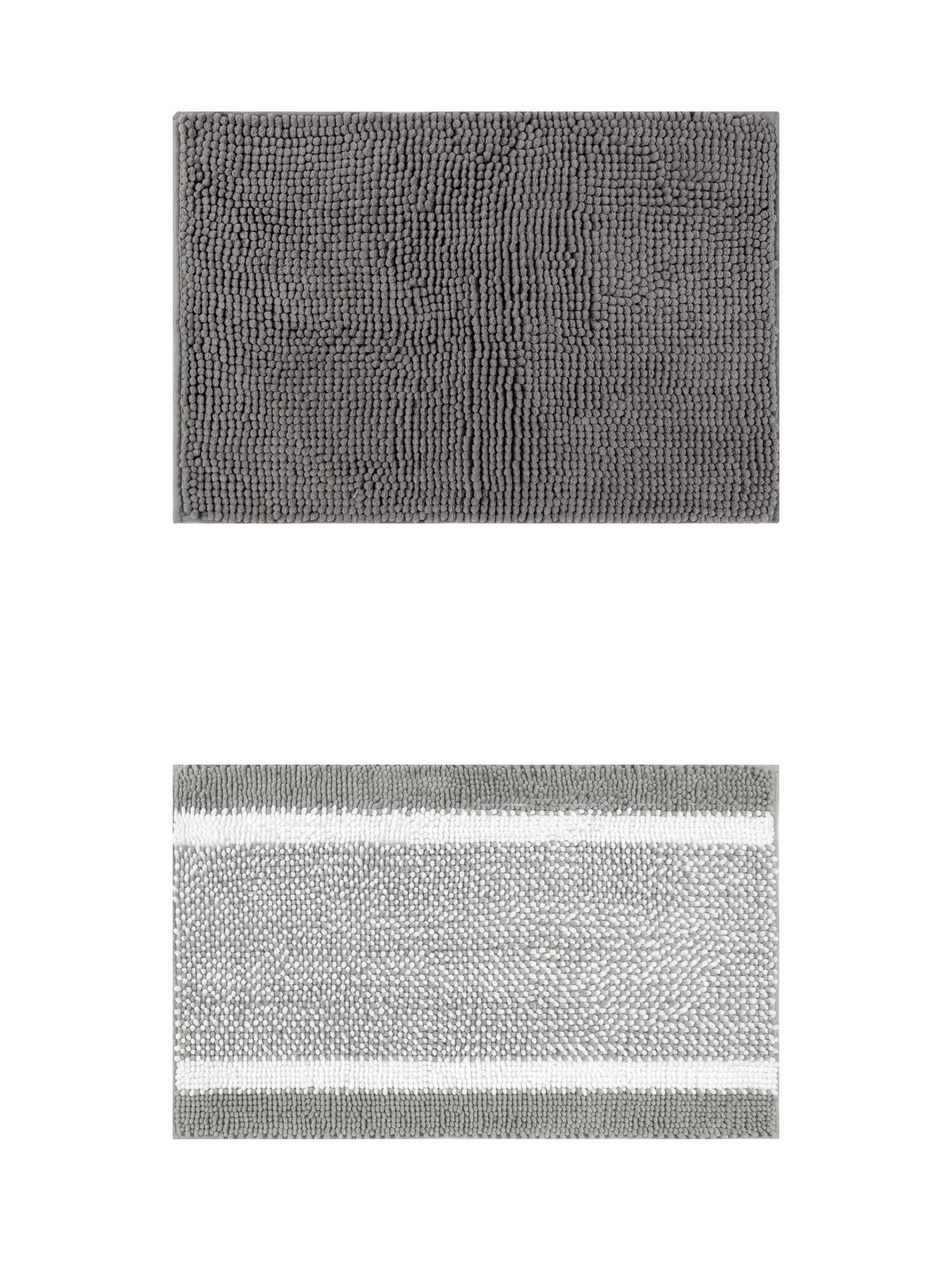 Unique Bargains 2 Pcs Room Rug Mat Plush Shaggy Carpet Grey 20" x 32"
