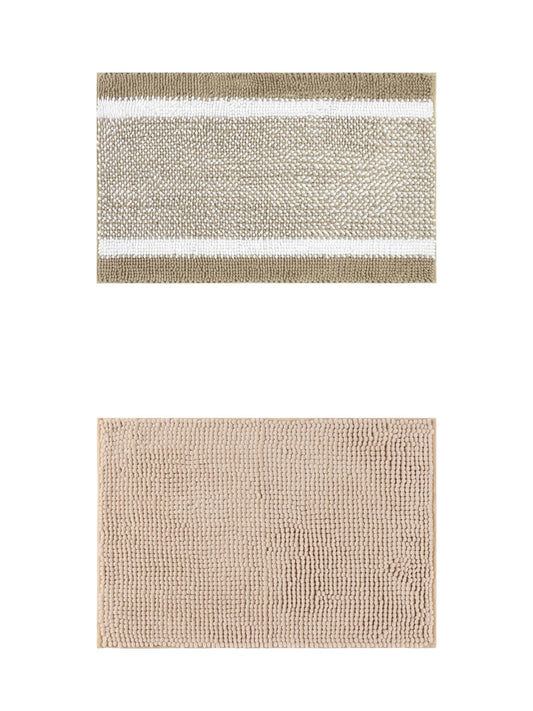 Unique Bargains 2 Pcs Room Rug Mat Plush Shaggy Carpet Khaki 20" x 32"
