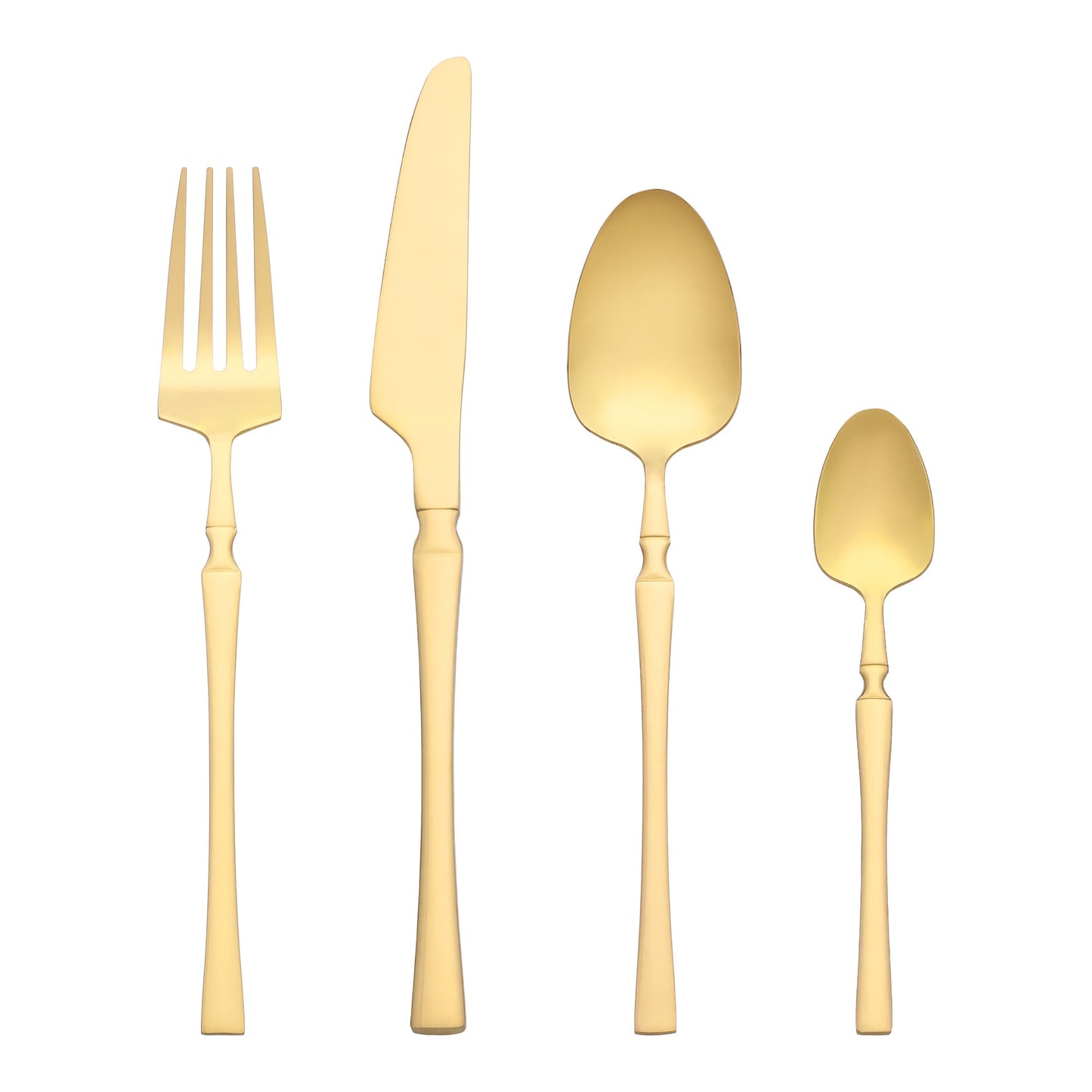 Unique Bargains 20 Pcs Stainless Steel Flatware Set Mirror Polished Cutlery Gold