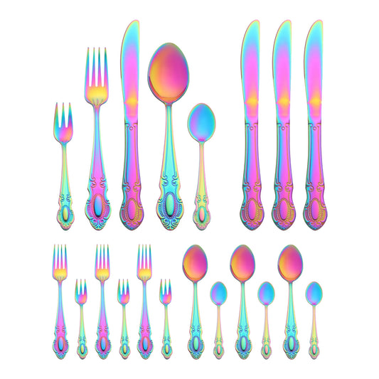 Unique Bargains 20 Piece Stainless Steel Flatware Set for Modern Cutlery Set Colorful