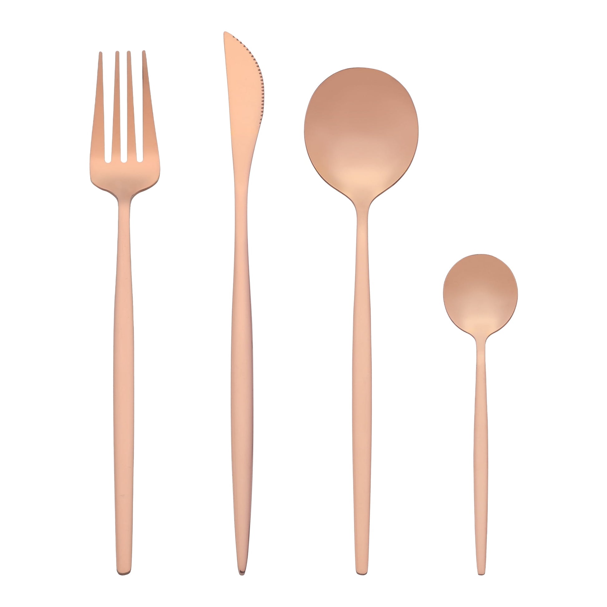 Unique Bargains 24 Pieces Silverware Set Stainless Steel Flatware Rose Gold