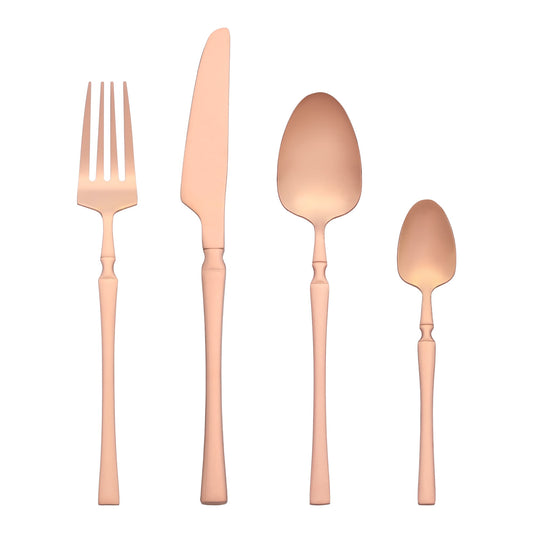 Unique Bargains Juego de 24 Cubiertos de Acero Inoxidable para Servir, Oro Rosa