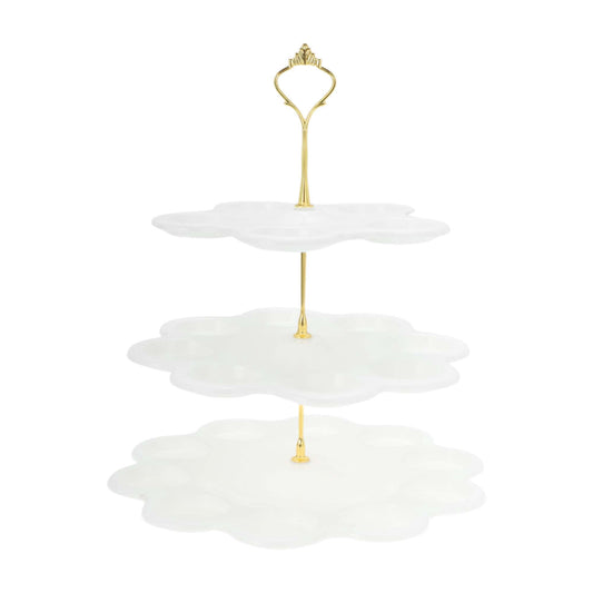 Unique Bargains 3-Layer Dessert Cupcake Stand Flower Shaped Cake Display Holder