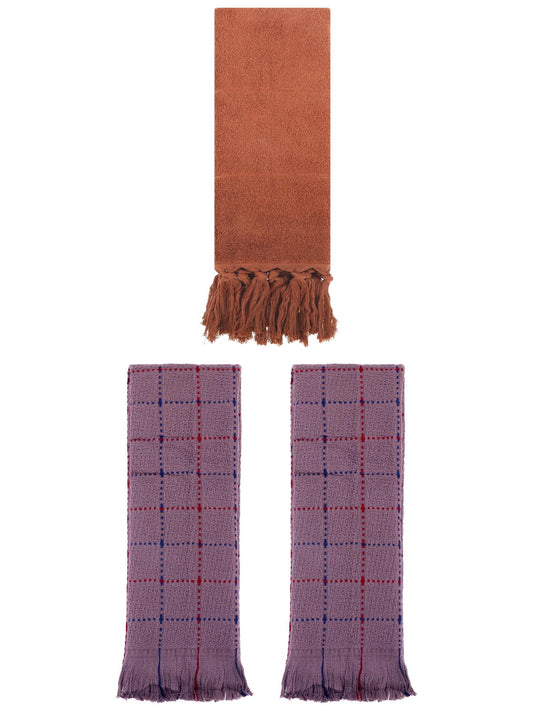 Unique Bargains 3 Pack Cotton Soft Turkish Bath Towel Brown 14"x30"/13"x29"