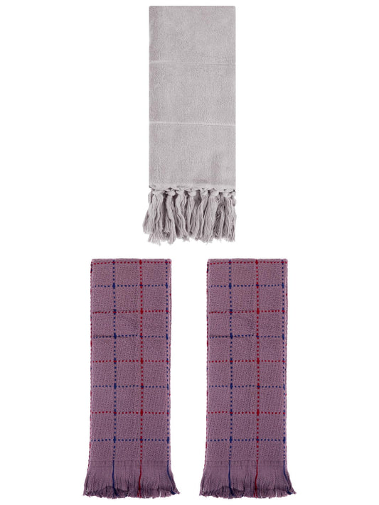 Unique Bargains 3 Pack Cotton Soft Turkish Bath Towel Grey/Brown 14"x30"/13"x29"