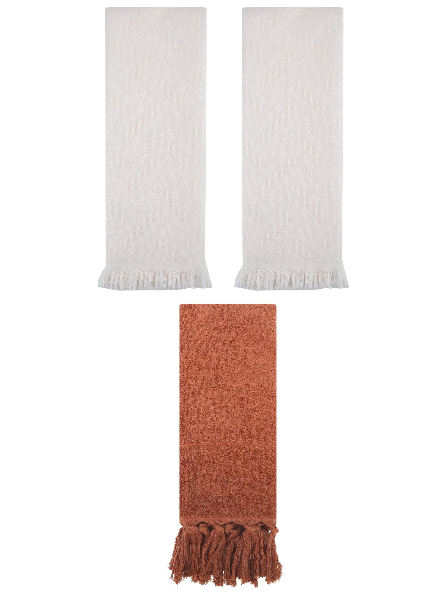 Unique Bargains 3 Pack Soft Boho Turkish Hand Towels Yellow/Brown 14"x30"/13"x29"