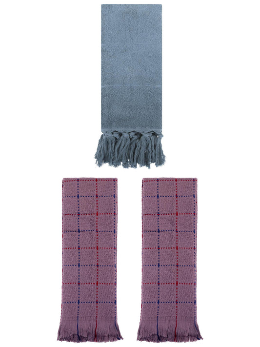 Unique Bargains 3 Pack Cotton Soft Turkish Bath Towel Pink 14"x30"/13"x29"