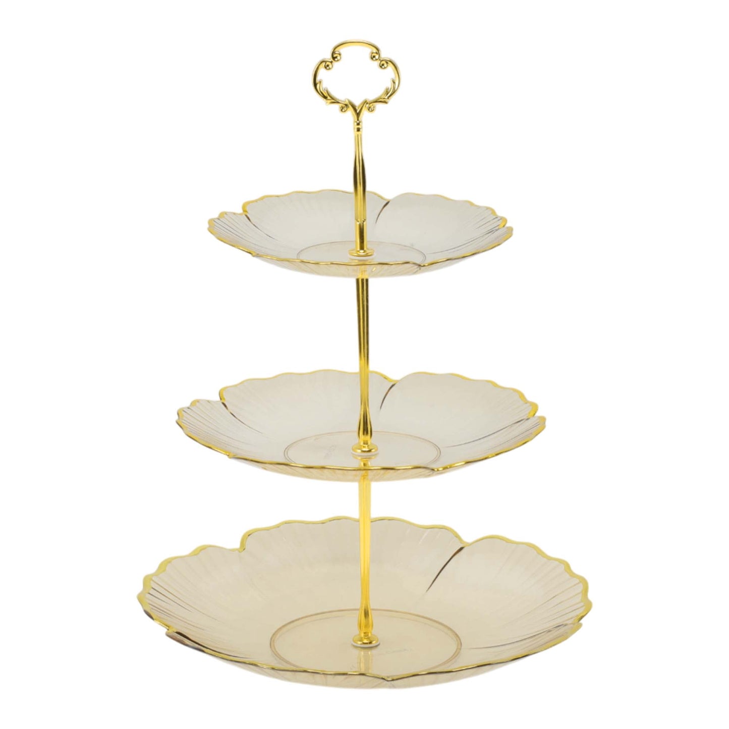 Unique Bargains 3 Tier Dessert Cupcake Stand Holder with Five Petals Design Brown