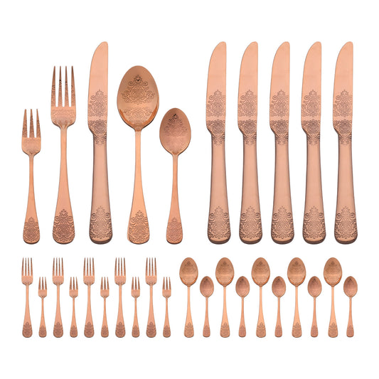 Unique Bargains 30 Pieces Modern Stainless Steel Silverware Set for 6 Black