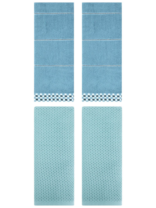 Unique Bargains 4 Pcs Bathroom Hand Towels Light Blue/Blue 13" x 30"/14" x 30"