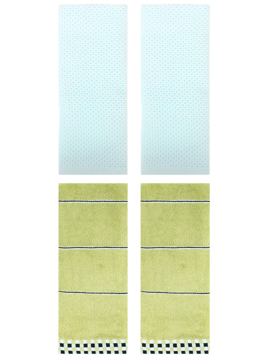 Unique Bargains 4 Pcs Bathroom Hand Towels Light Cyan/Green 13" x 30"/14" x 30"
