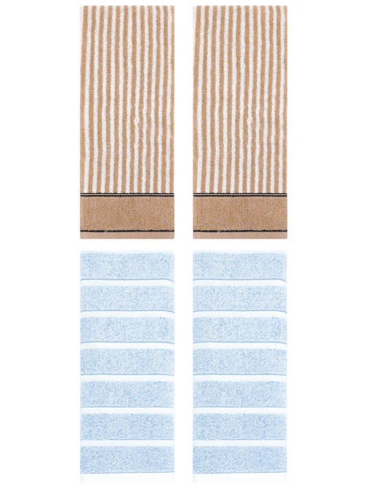 Unique Bargains 4 Pcs Cotton Hand Towel 13 x 29 Inch Blue/Brown