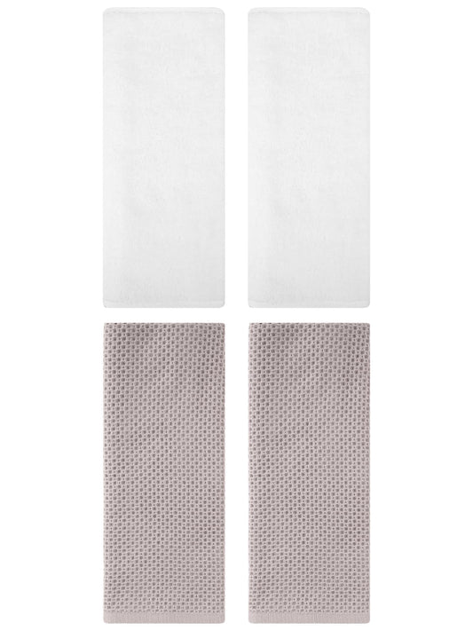 Unique Bargains 4 Pcs Cotton Hand Towels 13" x 30" Camel/White