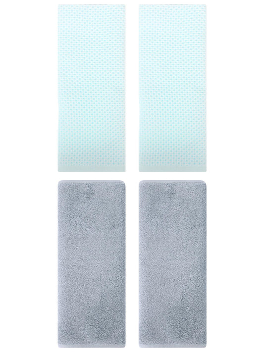 Unique Bargains 4 Pcs Cotton Hand Towels 13" x 30" Light Cyan/Light Grey