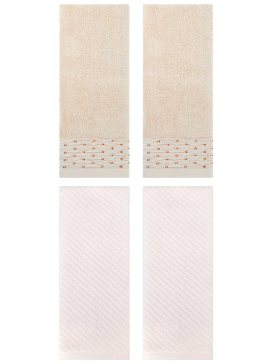 Unique Bargains 4 Pcs Cotton Quick Drying Soft Bathroom Hand Towel Light Brown/Beige