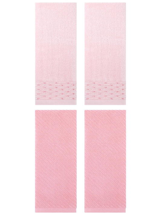 Unique Bargains 4 Pcs Cotton Quick Drying Soft Bathroom Hand Towel Pink