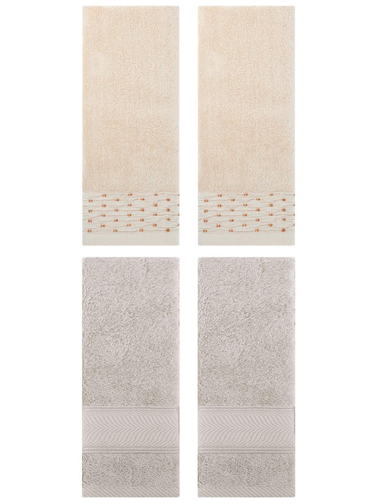 Unique Bargains 4 Pcs Cotton Soft Bathroom Hand Towel 14" x 30" Light Brown