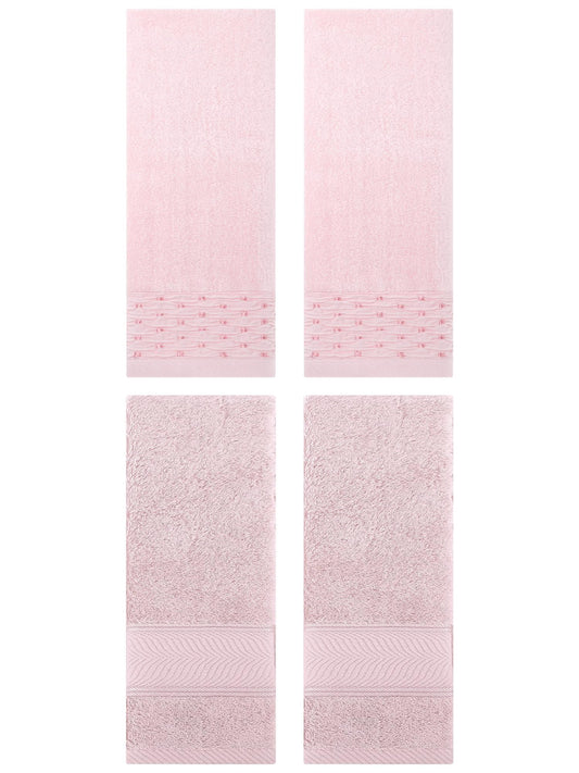 Unique Bargains 4 Pcs Cotton Soft Bathroom Hand Towel 14" x 30" Pink/Light Pink