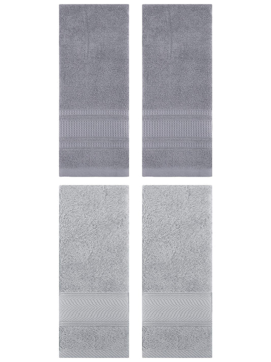 Unique Bargains 4 Pcs Cotton Soft Hand Towel Set Light Grey/Grey 14" x 30"/13" x 29"