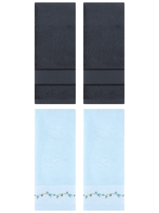 Unique Bargains 4 Pcs Hand Towel Dark Grey/Blue 14" x 30"/13" x 29"