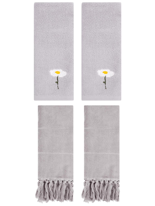 Unique Bargains 4 Pcs Soft Bath Towel Set Grey 14" x 30"/13" x 30"