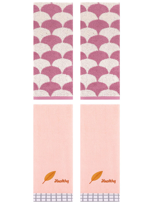 Unique Bargains 4 Pcs Soft Hand Towel 13" x 29" Pink