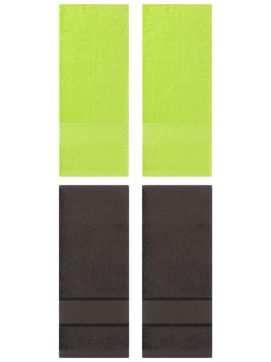 Unique Bargains 4 Pcs Solid Soft Hand Towel Light Green/Dark Brown 13" x 30"/14" x 30"