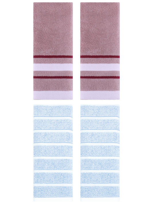 Unique Bargains 4 Pcs Striped Hand Towel 13 x 29 Inch Blue/Purple