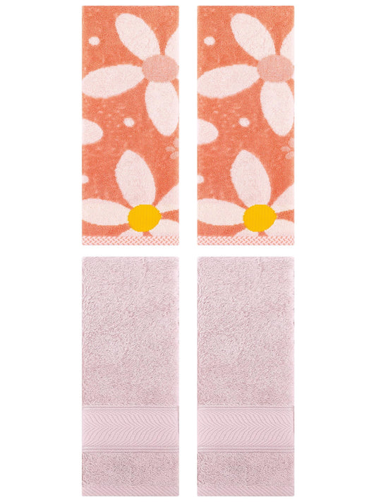 Unique Bargains 4 Pcs Soft Hand Towel Dark Brown/Orange 14" x 30"/13" x 29"