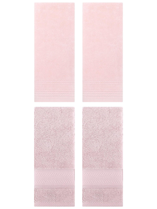 Unique Bargains 4 Pcs Striped Quick Drying Non-Linting Hand Towel Pink/Light Pink