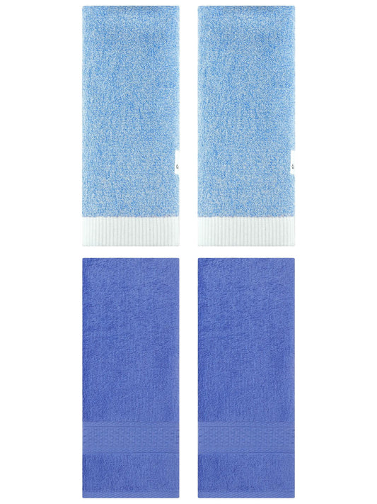 Unique Bargains 4 Pcs Textured Cotton Hand Towel Blue 13" x 30"/13" x 29"