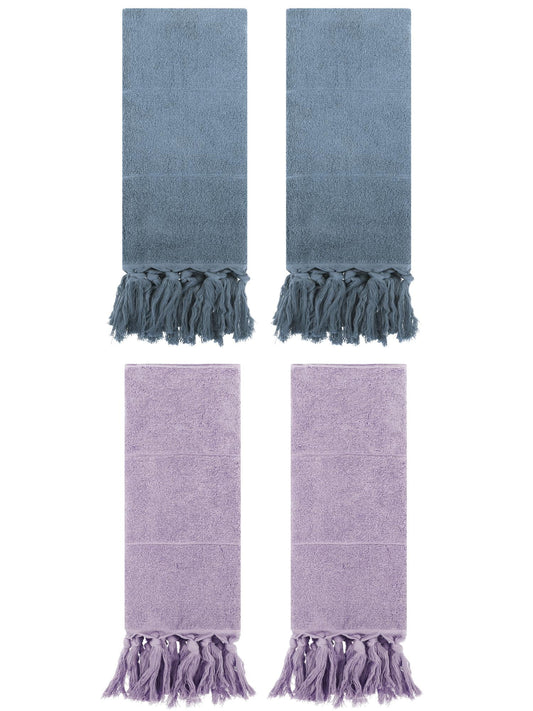 Unique Bargains 4 Pcs Turkish Hand Towels Blue/Purple 14" x 30"