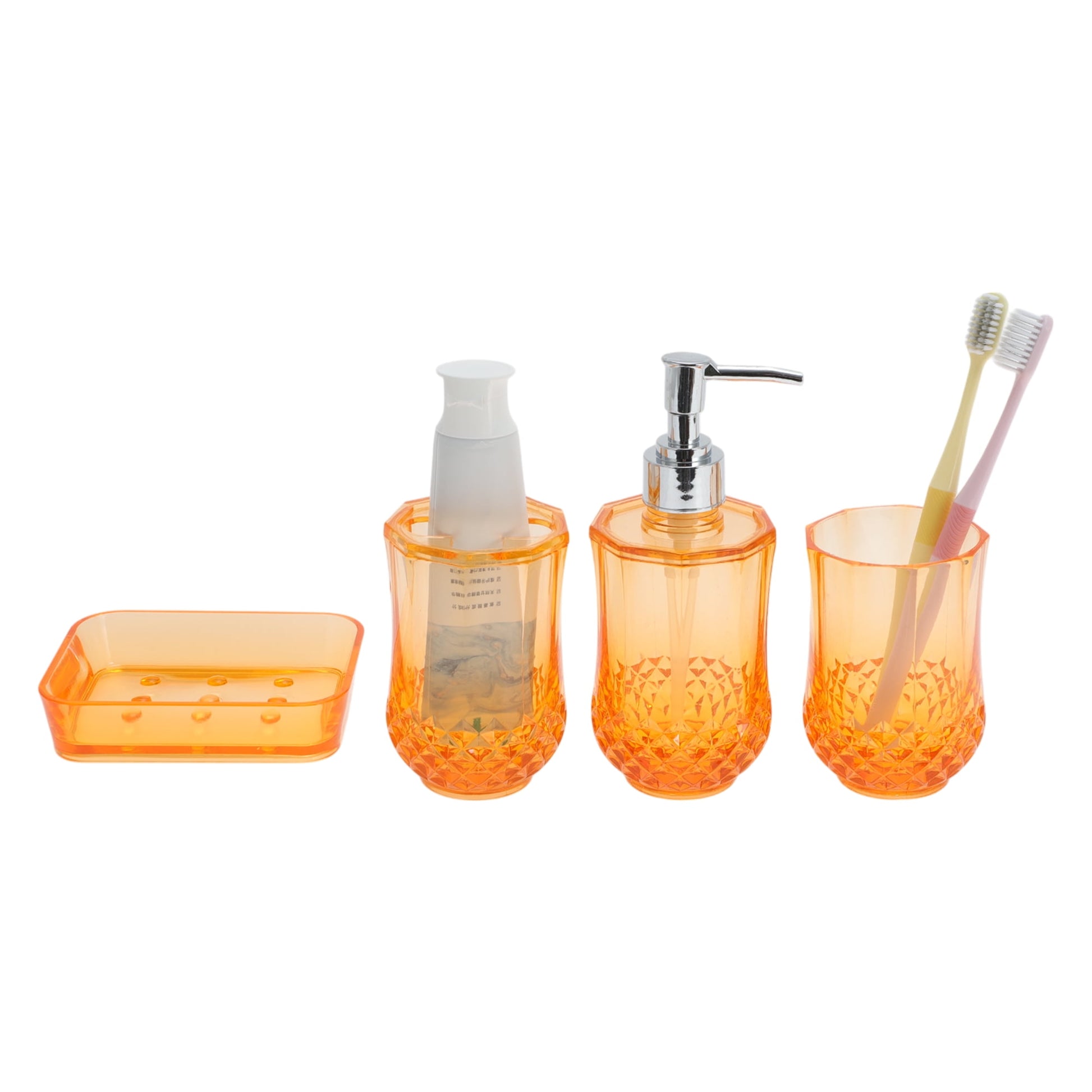 Unique Bargains 4Pcs Durable Bathroom Accessories Set Orange