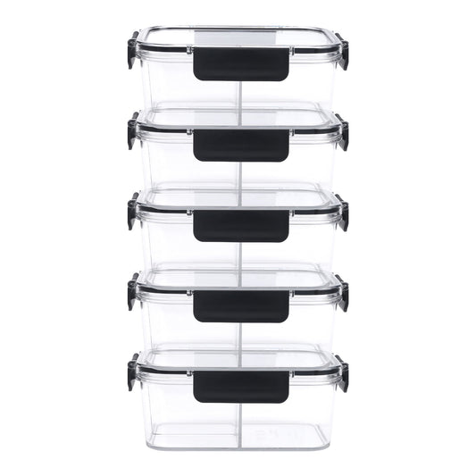 Unique Bargains 5 Packs Food Storage Containers Leakproof Lunch Box 27 oz With-Grid