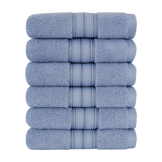 Unique Bargains 6-Pack 100% Cotton Absorbent Bathroom Towel Blue