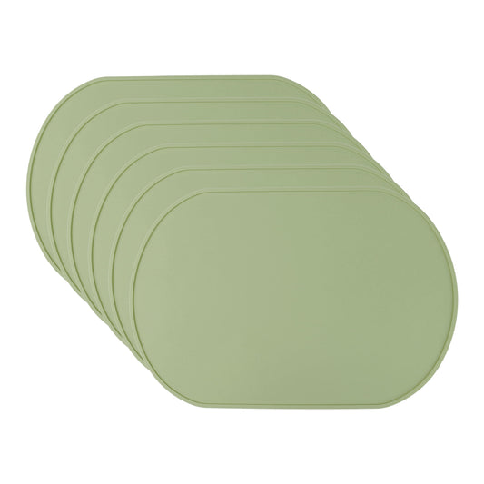 Unique Bargains 6 Pack Silicone Placemats for Kitchen Dining Table Decor Green 15"x10"