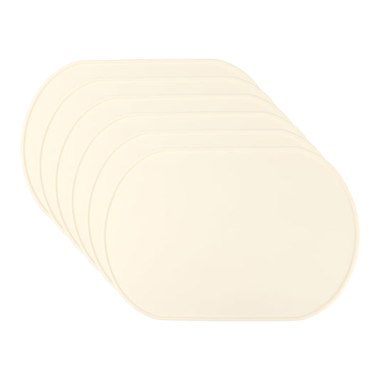 Unique Bargains 6 Pack Silicone Placemats for Kitchen Dining Table Decor Milk White 15"x10"