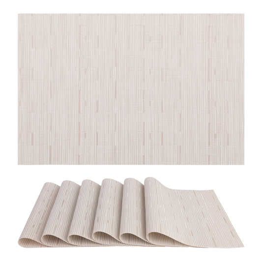 Unique Bargains 6pcs Placemats for Kitchen Dining Table Washable Wipeable Mat Beige