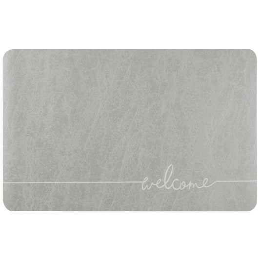 Unique Bargains Absorbent Bath Mat Non-Slip Floor Rug for Bathroom Kitchen Shower Sink Grey Welcome-3 20"x32"