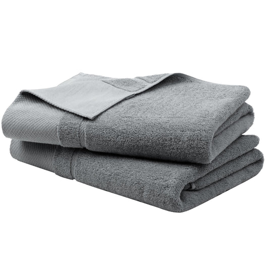 Unique Bargains Bath Towel Set 27" x 54" Soft 100% Combed Cotton 600 GSM Luxury Towels 2 Gray