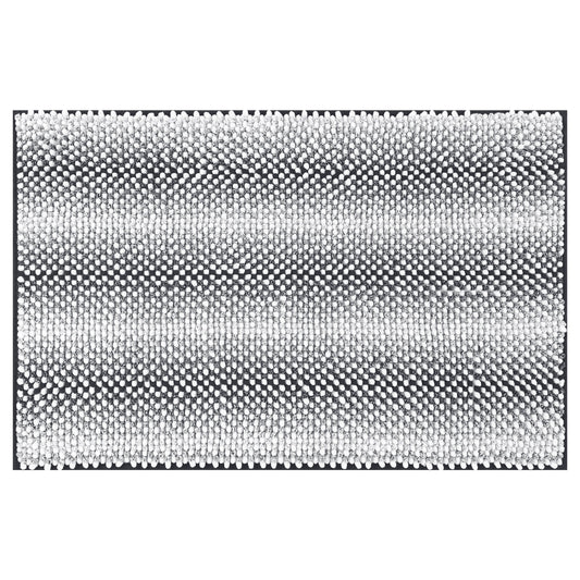 Unique Bargains Chenille Bathroom Rug Absorbent Non-Slip Striped Plush Shaggy Bath Rugs Dark Grey 20" x 32"